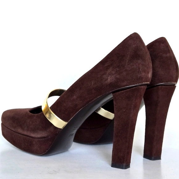 Vintage GUCCI Brown Suede Platform Slide Chunky Heels. 39.5 - Picture 5 of 11